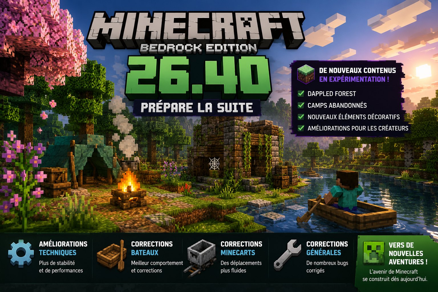 Minecraft Bedrock 26.40 prépare la suite